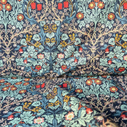 William Morris Large Florals- 44” Wide Cotton Fabric- “Blackthorn- Indigo
