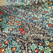 William Morris Large Florals- 44” Wide Cotton Fabric- “Blackthorn- Indigo