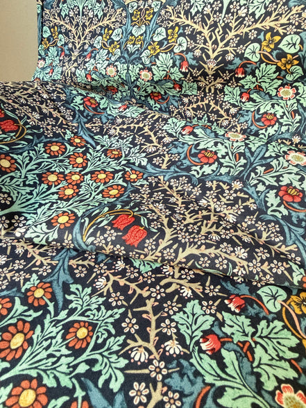 William Morris Large Florals- 44” Wide Cotton Fabric- “Blackthorn- Indigo"