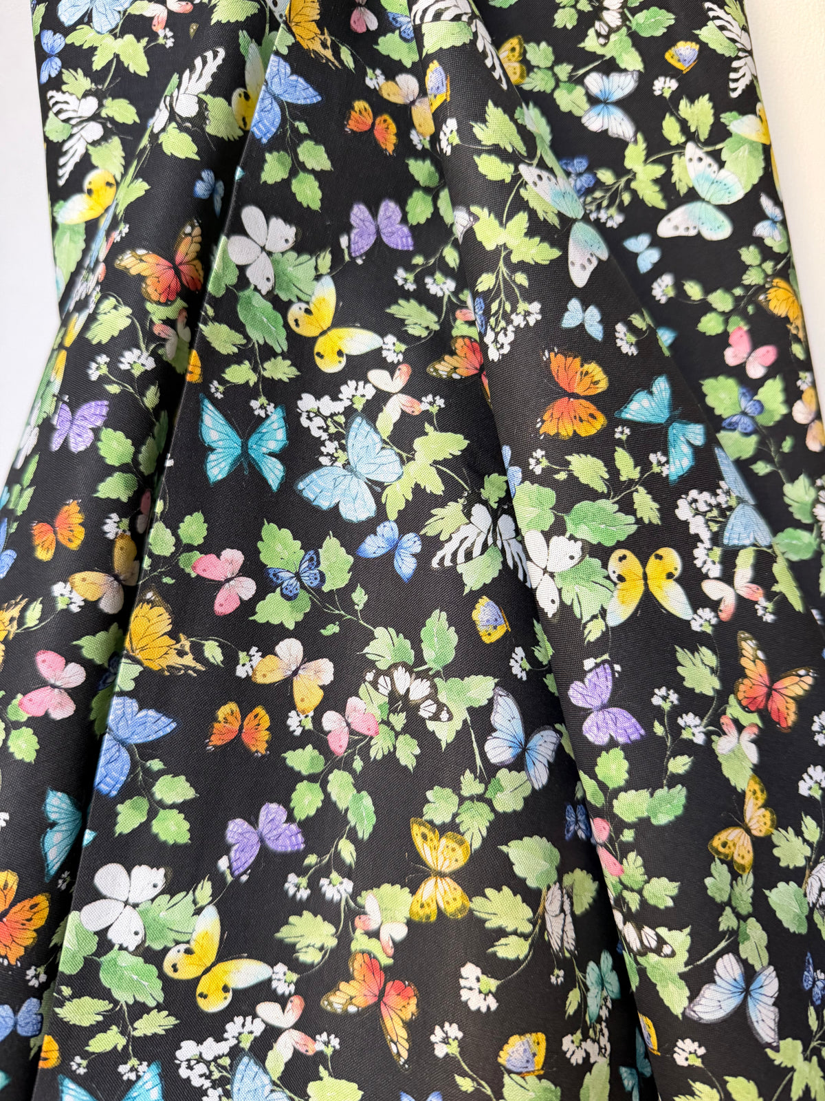 Sunlit Sonnet Butterfly Garden- Black- Cotton Fabric- 44
