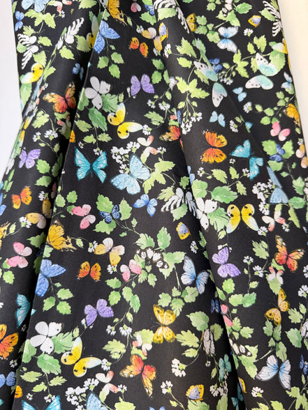 Sunlit Sonnet Butterfly Garden- Black- Cotton Fabric- 44"