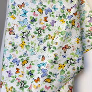 Sunlit Sonnet Butterfly Garden- Cream- Cotton Fabric- 44