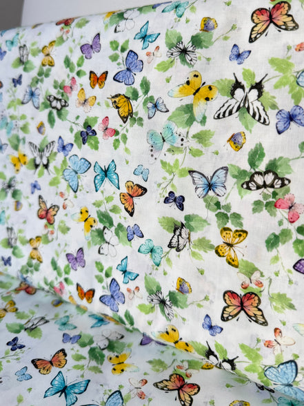 Sunlit Sonnet Butterfly Garden- Cream- Cotton Fabric- 44"