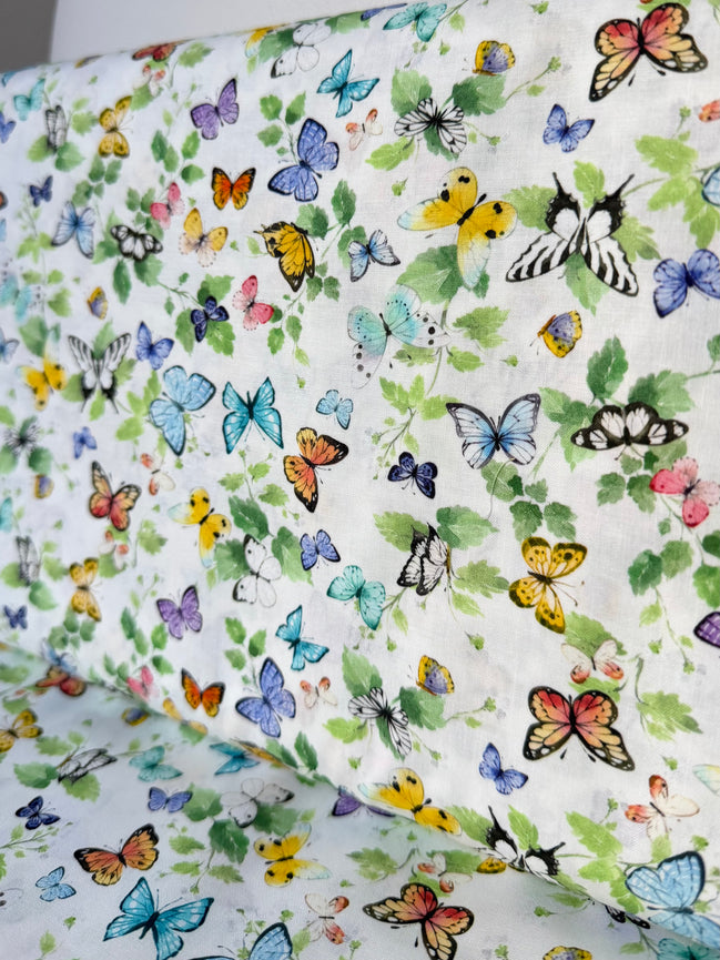 Sunlit Sonnet Butterfly Garden- Cream- Cotton Fabric- 44"