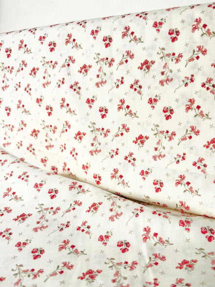 Renew Sweet Pea Latte- Cream- Floral- Cotton Fabric- 44"