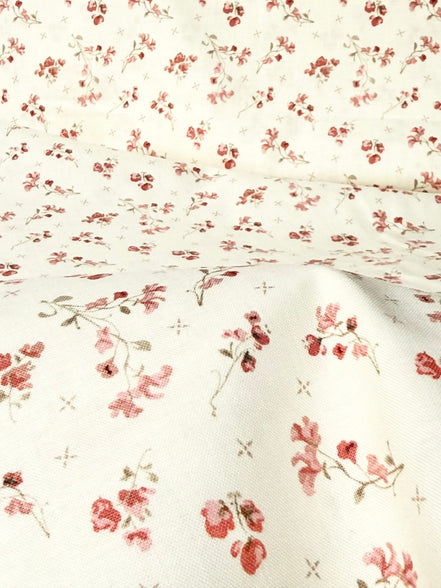 Renew Sweet Pea Latte- Cream- Floral- Cotton Fabric- 44"