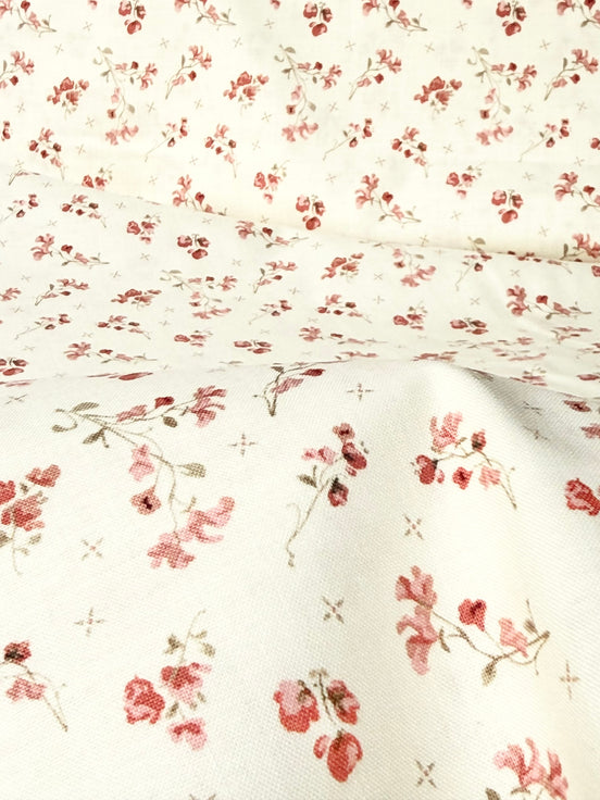 Renew Sweet Pea Latte- Cream- Floral- Cotton Fabric- 44"