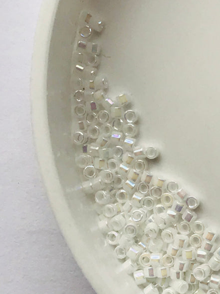 Miyuki 11/0 Delica Glass Beads-WHITE PEARL AB (2022)