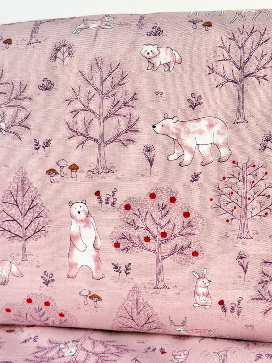 Girls Kids Land Cotton Poplin- Smoky Pink- 43"- Cosmo- Animals, Trees- 2600-3B
