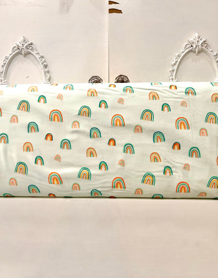 Rainbows on Pale Green Cotton Flannel- "Fortunate Aglow"- 43" Wide