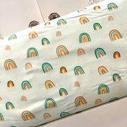 Rainbows on Pale Green Cotton Flannel- 