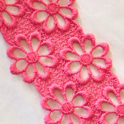Double Gerbera Daisies Guipure Trim- Fuchsia- 1.5