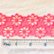 Double Gerbera Daisies Guipure Trim- Fuchsia- 1.5