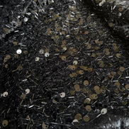 Black Stretch Velvet with Sequins and Beads- 52