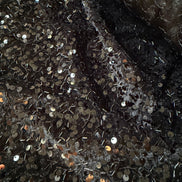 Black Stretch Velvet with Sequins and Beads- 52