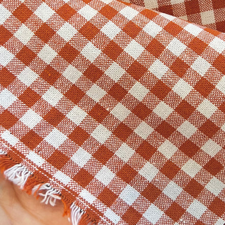 Essex Yarn Dyed Classic Wovens- Linen- Cotton Blend- “Strawberry"- Gingham- 43” Wide