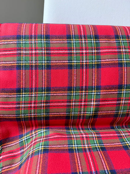 Mammoth Flannel “Red” Green Plaid- Cotton Fabric- 44"
