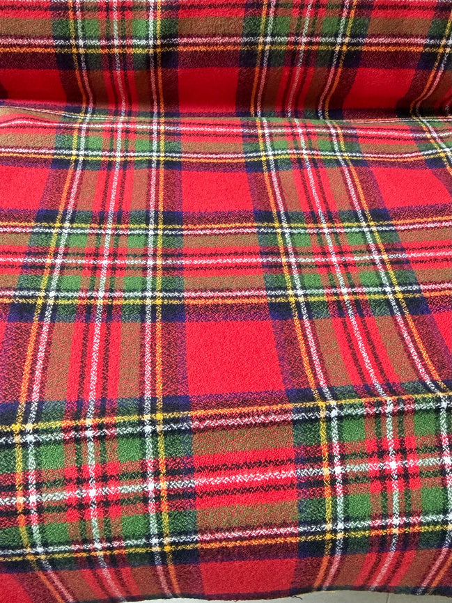 Mammoth Flannel “Red” Green Plaid- Cotton Fabric- 44"