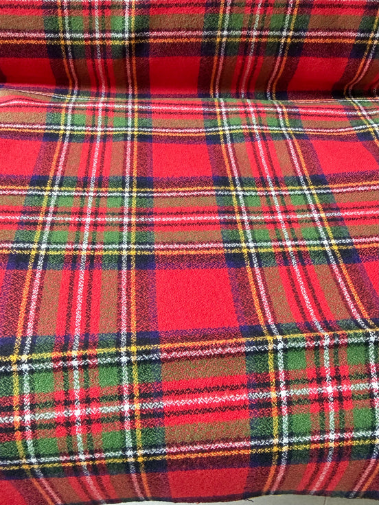 Mammoth Flannel “Red” Green Plaid- Cotton Fabric- 44"