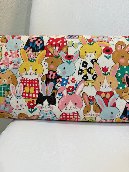 Bunnies, Rabbits On White Cotton Oxford Fabric- 43"