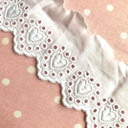 White Hearts Eyelet- Broderie Anglaise- Lace Trim 5305- 2