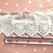 White Hearts Eyelet- Broderie Anglaise- Lace Trim 5305- 2