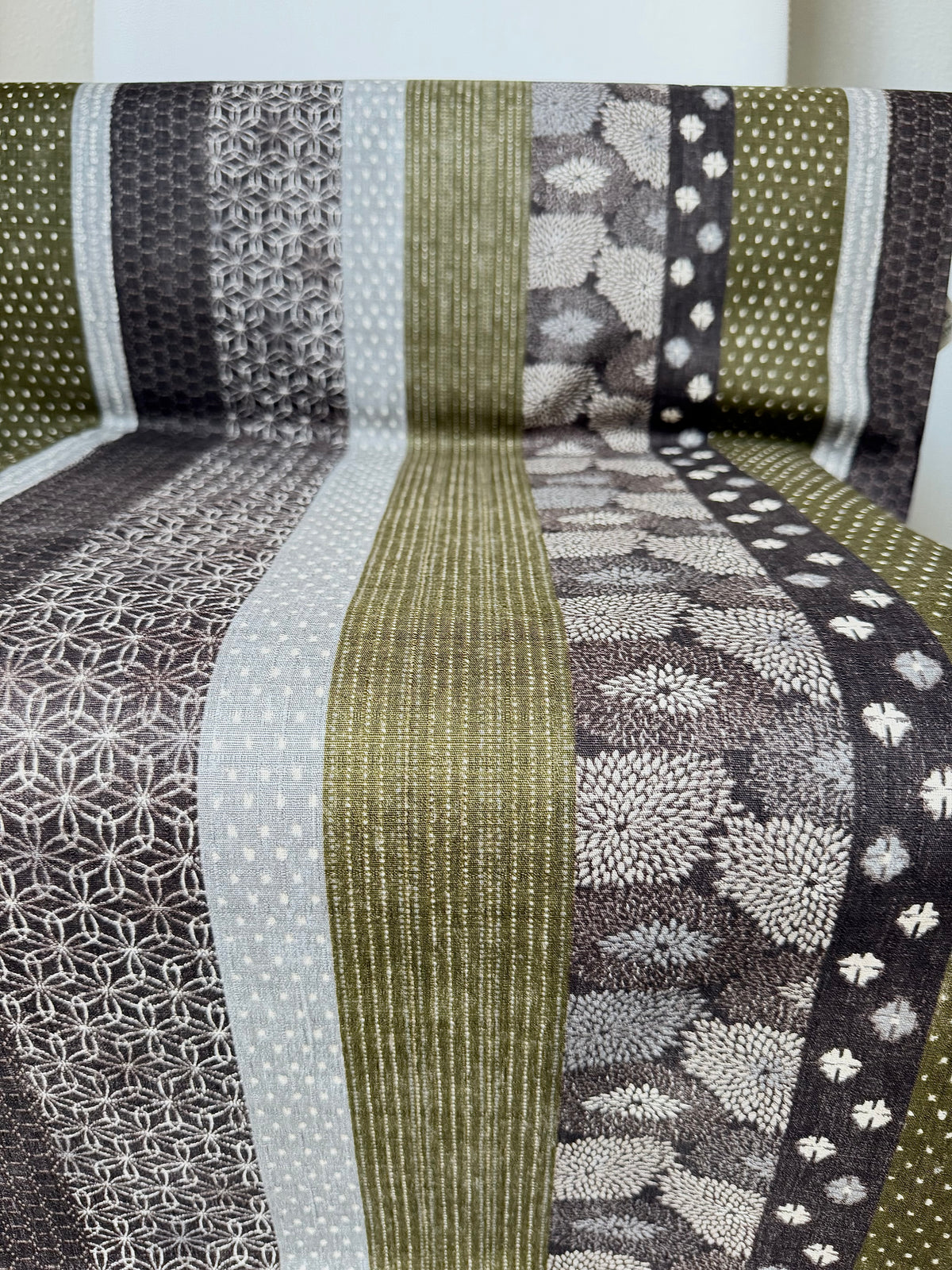 Boro Stripe- Brown, Olive Green- Cotton Dobby- 44