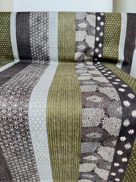 Boro Stripe- Brown, Olive Green- Cotton Dobby- 44"- 36050