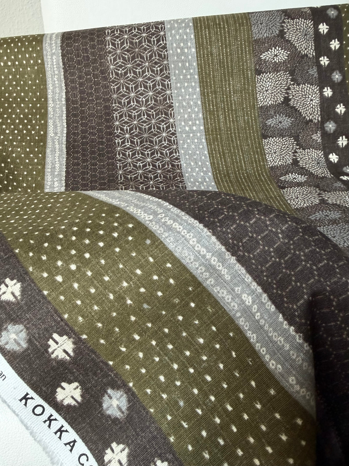 Boro Stripe- Brown, Olive Green- Cotton Dobby- 44