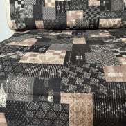 Boro Patchwork- Black, Tan- Cotton Dobby- 44