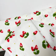 Red Strawberries and Teeny Tiny Bunny on Off White- Cotton Fabric- 44