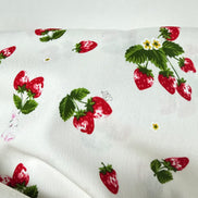 Red Strawberries and Teeny Tiny Bunny on Off White- Cotton Fabric- 44