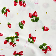 Red Strawberries and Teeny Tiny Bunny on Off White- Cotton Fabric- 44