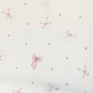 Pink Bows and Teeny Tiny Mouse on Off White- Cotton Fabric- 44