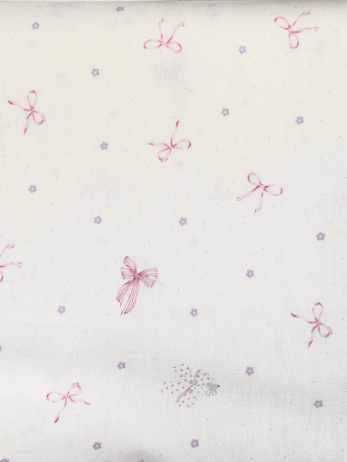 Pink Bows and Teeny Tiny Mouse on Off White- Cotton Fabric- 44