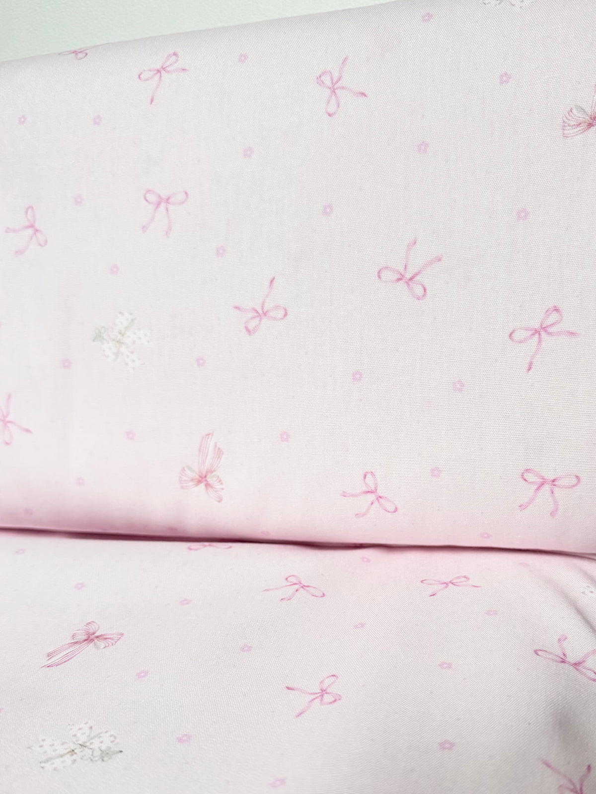 Pink Bows and Teeny Tiny Mouse on Pink- Cotton Fabric- 44