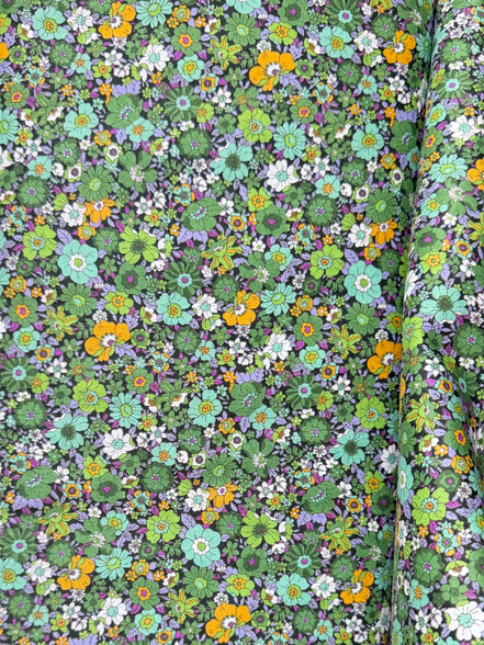 Flownny 100% Cotton Fabric - Lawn- Green- 43" Ditsy