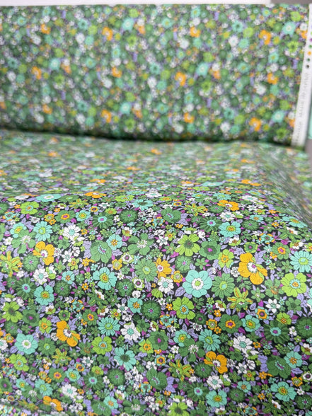 Flownny 100% Cotton Fabric - Lawn- Green- 43" Ditsy