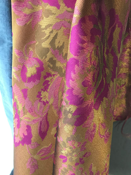 Gold and Fuchsia Floral Brocade- 59" Wide (1709)