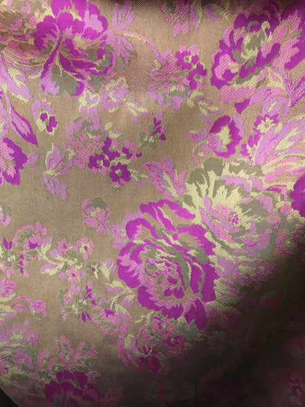 Gold and Fuchsia Floral Brocade- 59" Wide (1709)