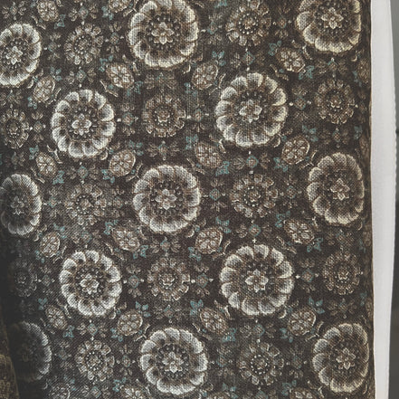 Taupe, Tan on “Brown"- Round Floral Medallion- Sevenberry Japanese Nara Homespun- Cotton Fabric- 42” Wide