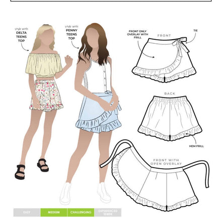 Margot Teens Skort- Style Arc Paper Pattern- Sizes 8-16