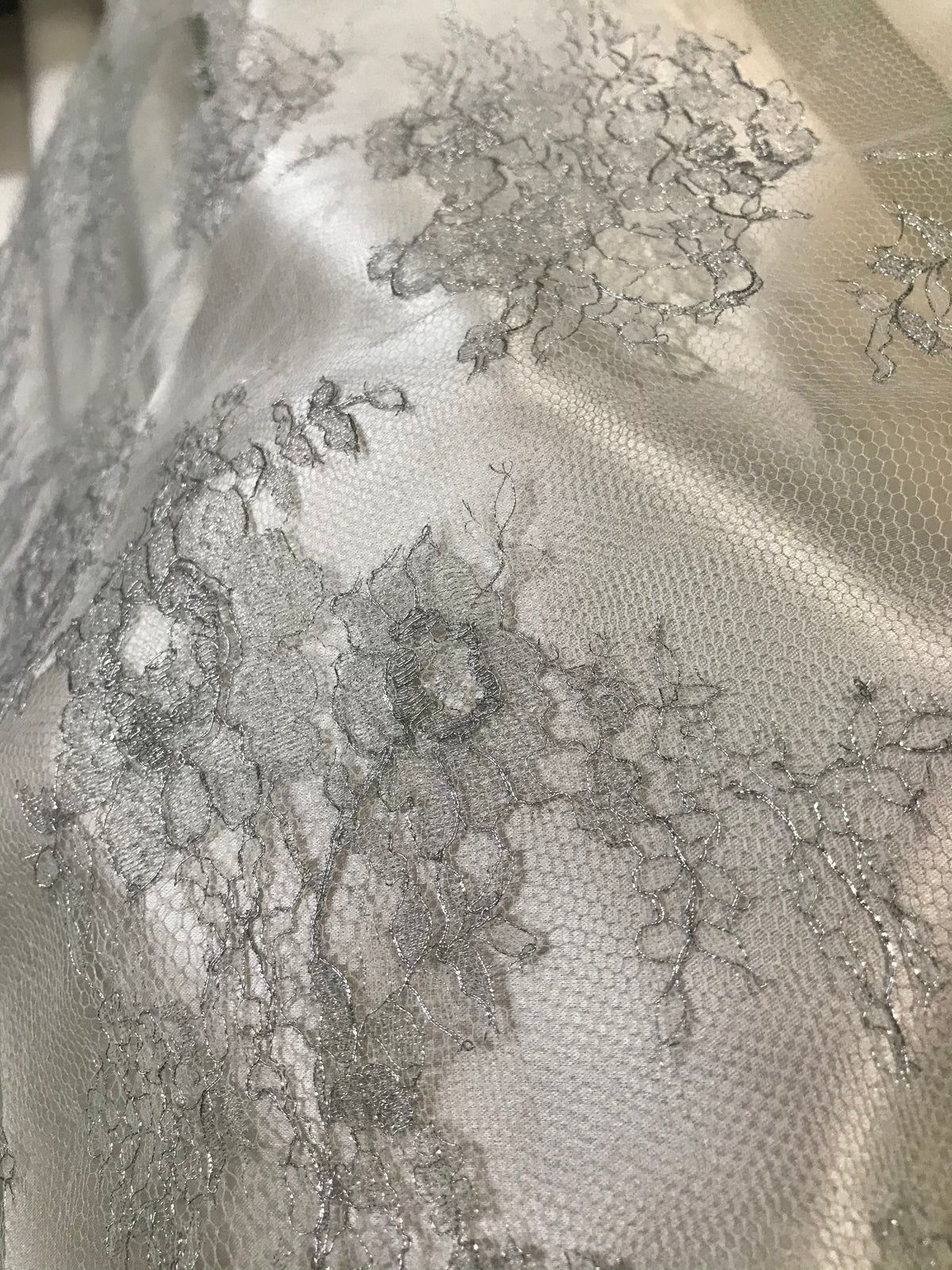 Silver French Chantilly Lace- 35