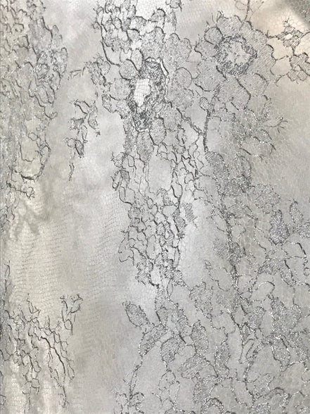 Silver French Chantilly Lace- 35" (609)