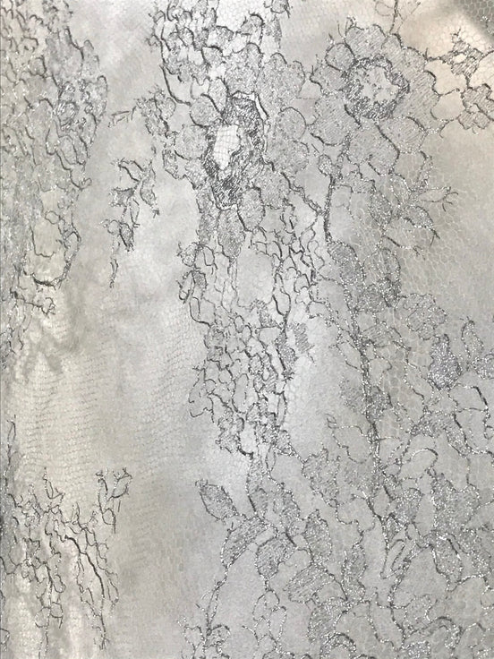 Silver French Chantilly Lace- 35" (609)