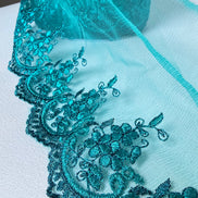 Teal 4285 Embroidered Soft Tulle with Metallic Thread, 120mm- 4 3/4