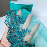 Teal 4285 Embroidered Soft Tulle with Metallic Thread, 120mm- 4 3/4