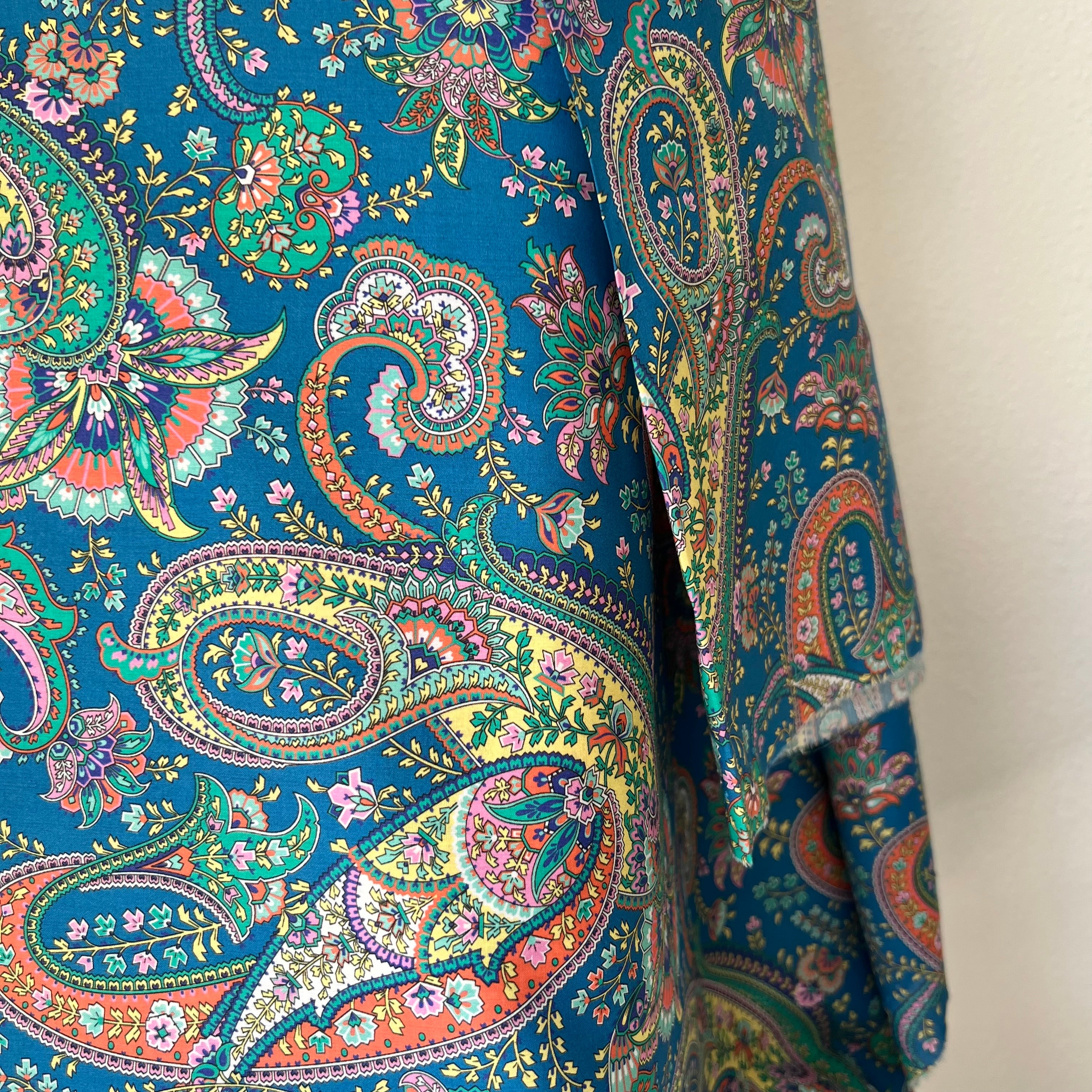 Liberty London- Florence Melody Tana Lawn Cotton- Blue, Yellow, Green, Orange- Red- Paisley