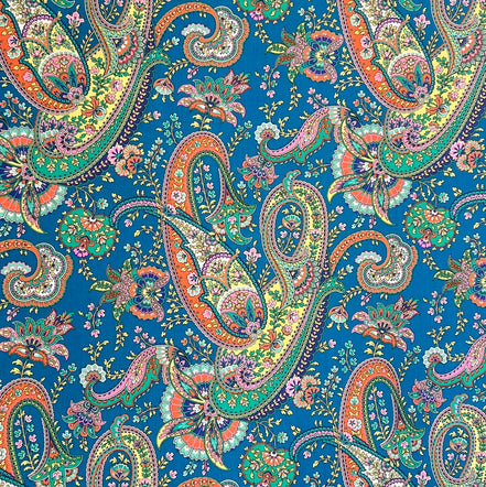 Liberty London- Florence Melody Tana Lawn Cotton- Blue, Yellow, Green, Orange- Red- Paisley
