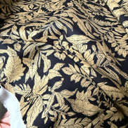 Black, Dark Tan Tropical Botanical Print Lightweight Cotton- 44”- Sevenberry